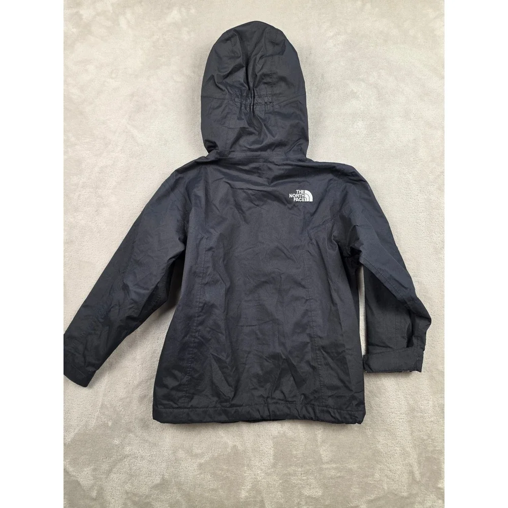 The North Face HyVent Jacket Boys XXS Black Hooded Rain Shell Reflective Stripe